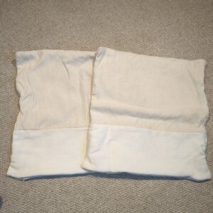 West Elm Pillow Cover Cotton Jute Canvas Natural Beige 24x24 Set of 2